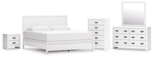 Binterglen King Panel Bed, Dresser, Mirror, Chest and Nightstand