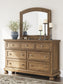 Feddinger Queen Panel Bed with Mirrored Dresser