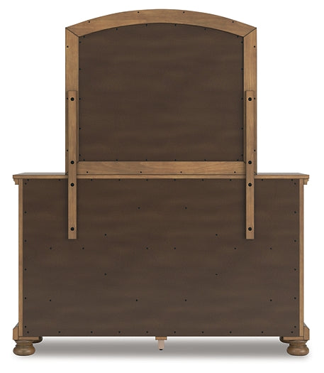 Feddinger King Panel Bed with Mirrored Dresser and Nightstand