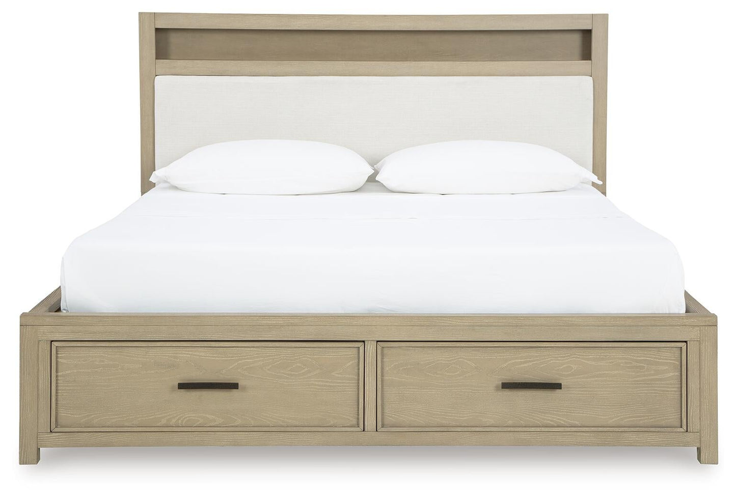 Calmoro King Bookcase Bed with Mirrored Dresser