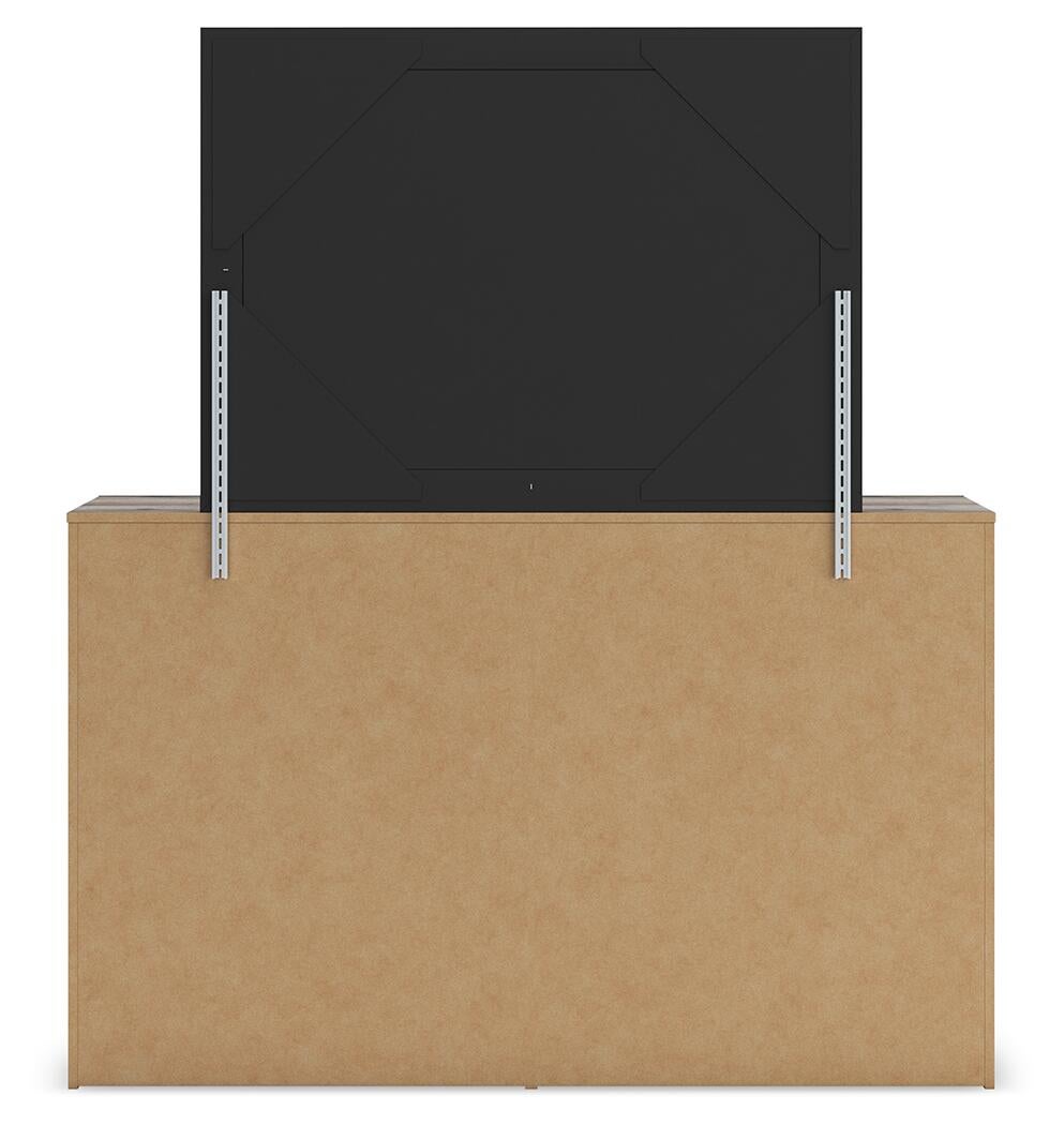 Graystorm Twin Panel Bed with Storage, Dresser, Mirror and Nightstand