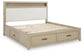 Calmoro California King Bookcase Bed with Mirrored Dresser and Nightstand