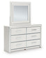Zuraleus California King Upholstered Bed, Dresser, Mirror and Nightstand