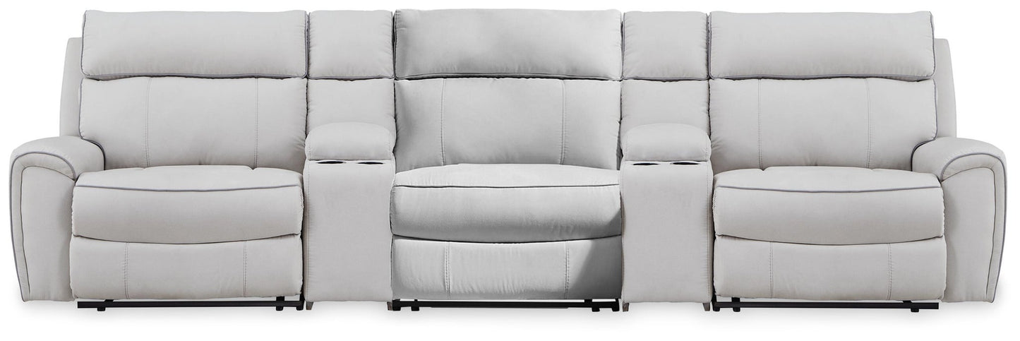 Social Pointe 5-Piece Reclining Sectional with Storage Consoles