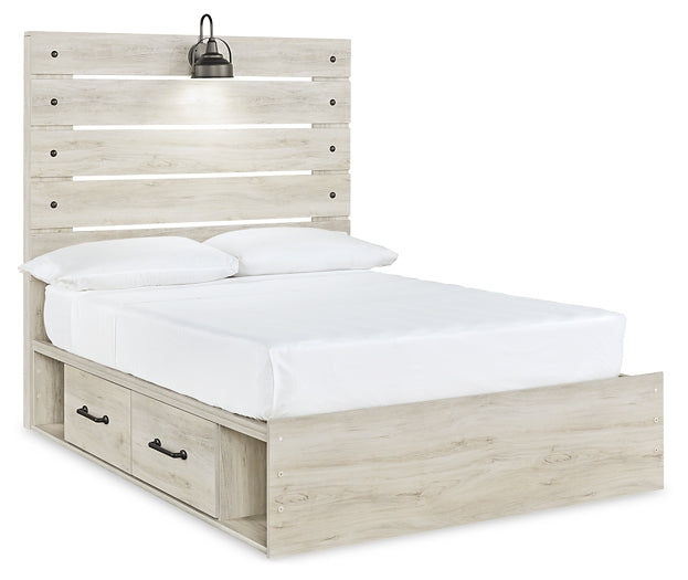 Cambeck Full Panel Bed with 4 Storage Drawers with Mirrored Dresser