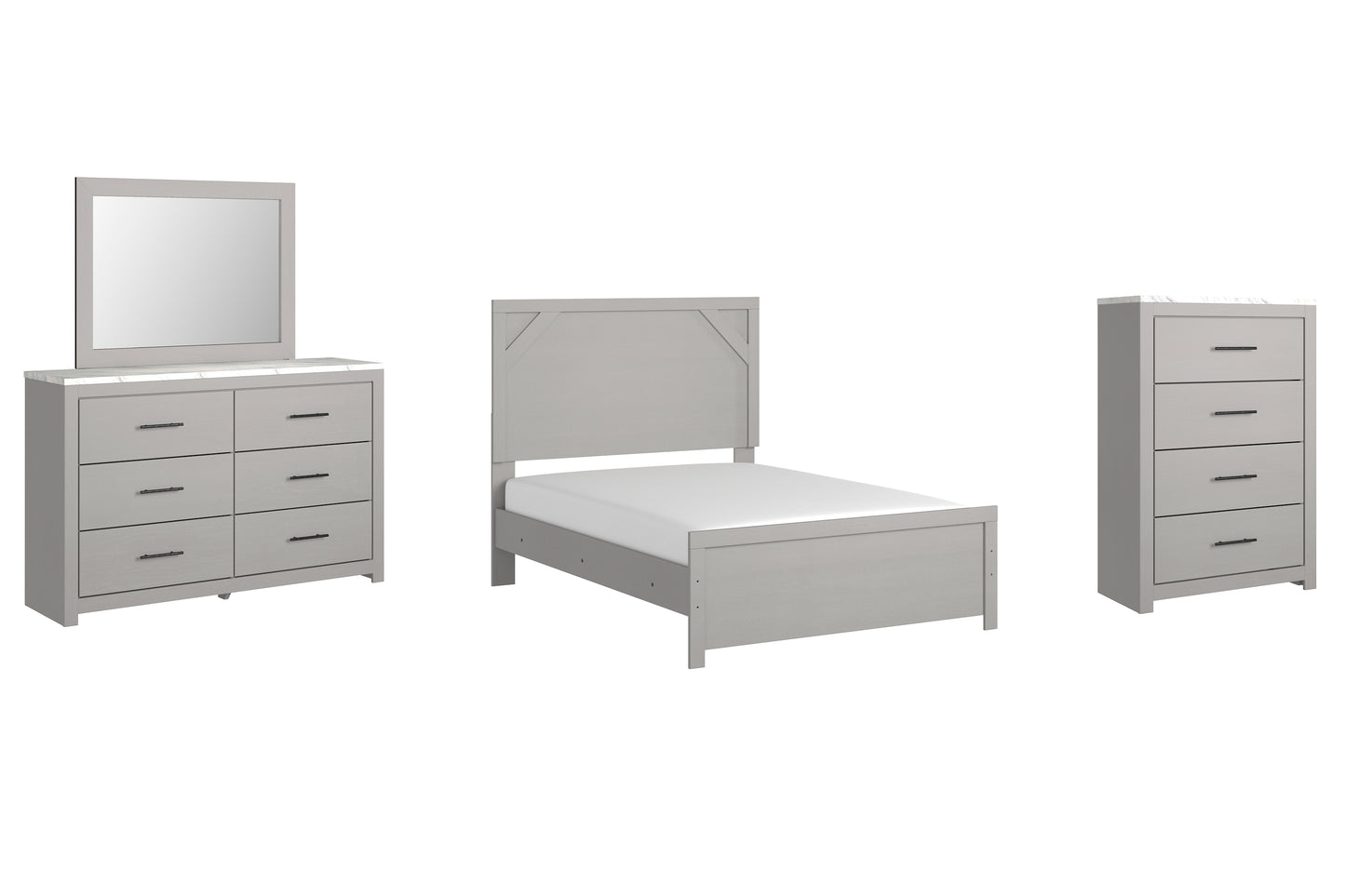 Cottonburg Full Panel Bed with Mirrored Dresser and Chest